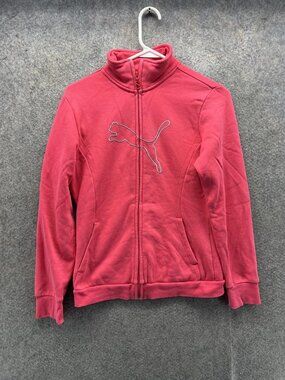 Puma Jacket Womens XS Pink Full Zip Fleece Track Athletic Running Sport Walking